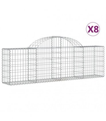 vidaXL Arched Gabion Baskets 8 pcs 200x30x60/80 cm Galvanised Iron