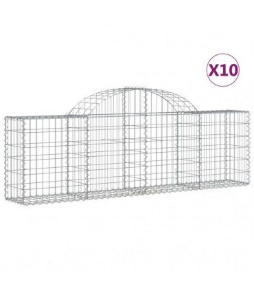 vidaXL Arched Gabion Baskets 10 pcs 200x30x60/80 cm Galvanised Iron