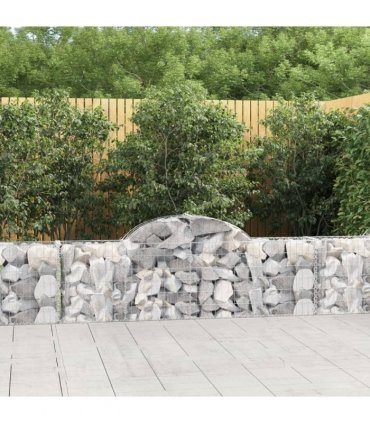 vidaXL Arched Gabion Baskets 11 pcs 200x30x60/80 cm Galvanised Iron