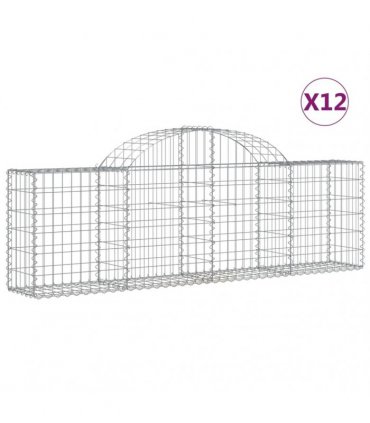 vidaXL Arched Gabion Baskets 12 pcs 200x30x60/80 cm Galvanised Iron