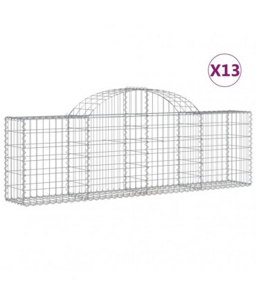vidaXL Arched Gabion Baskets 13 pcs 200x30x60/80 cm Galvanised Iron