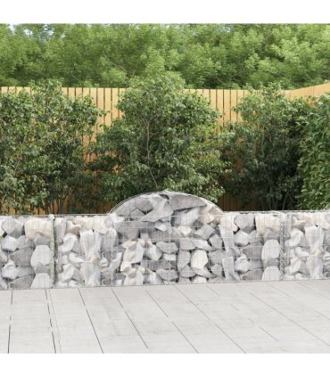 vidaXL Arched Gabion Baskets 14 pcs 200x30x60/80 cm Galvanised Iron