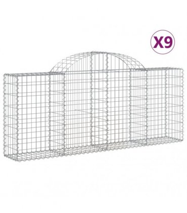 vidaXL Arched Gabion Baskets 9 pcs 200x30x80/100 cm Galvanised Iron