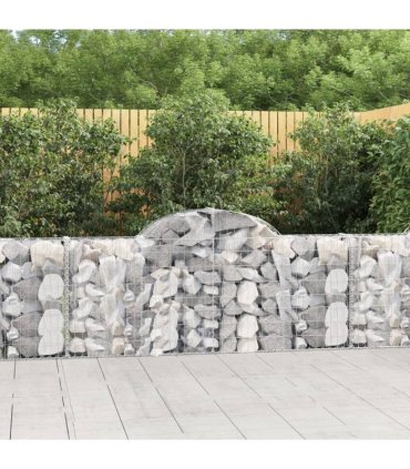 vidaXL Arched Gabion Baskets 11 pcs 200x30x80/100 cm Galvanised Iron