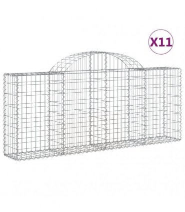 vidaXL Arched Gabion Baskets 11 pcs 200x30x80/100 cm Galvanised Iron