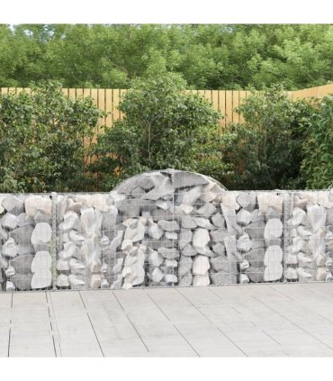 vidaXL Arched Gabion Baskets 12 pcs 200x30x80/100 cm Galvanised Iron