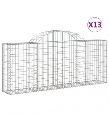 vidaXL Arched Gabion Baskets 13 pcs 200x30x80/100 cm Galvanised Iron