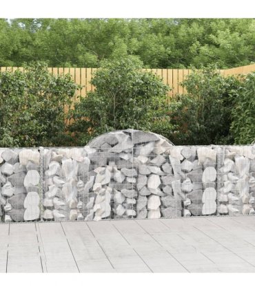 vidaXL Arched Gabion Baskets 14 pcs 200x30x80/100 cm Galvanised Iron