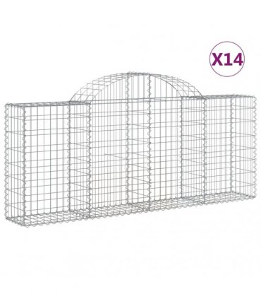 vidaXL Arched Gabion Baskets 14 pcs 200x30x80/100 cm Galvanised Iron