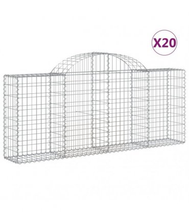 vidaXL Arched Gabion Baskets 20 pcs 200x30x80/100 cm Galvanised Iron