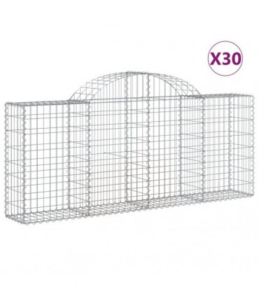 vidaXL Arched Gabion Baskets 30 pcs 200x30x80/100 cm Galvanised Iron
