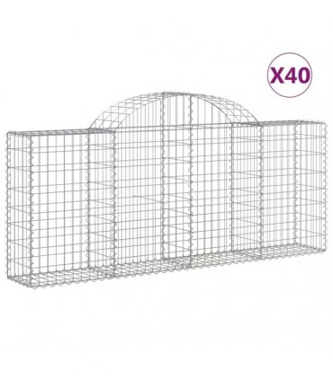 vidaXL Arched Gabion Baskets 40 pcs 200x30x80/100 cm Galvanised Iron
