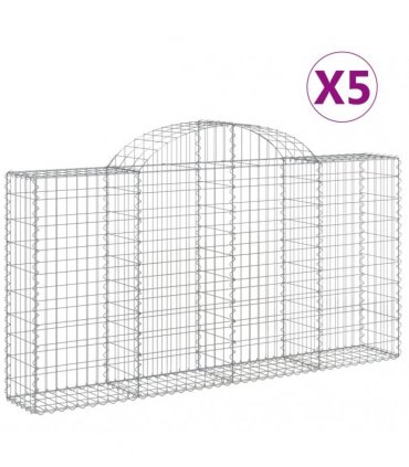 vidaXL Arched Gabion Baskets 5 pcs 200x30x100/120 cm Galvanised Iron