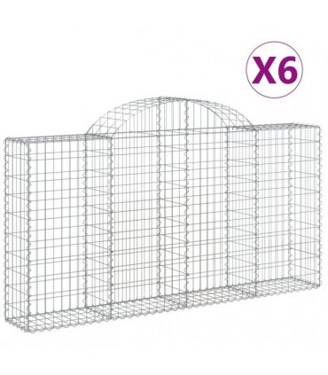 vidaXL Arched Gabion Baskets 6 pcs 200x30x100/120 cm Galvanised Iron