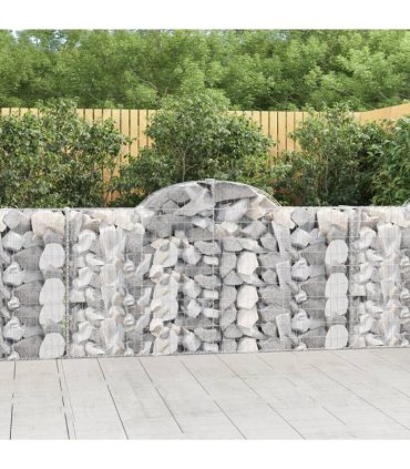 vidaXL Arched Gabion Baskets 7 pcs 200x30x100/120 cm Galvanised Iron