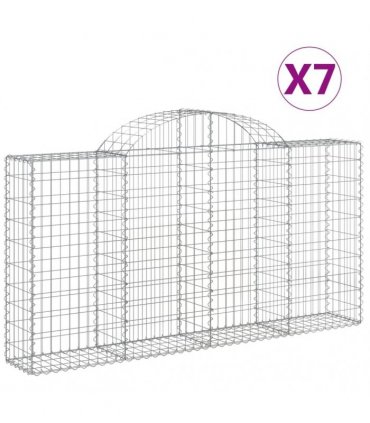 vidaXL Arched Gabion Baskets 7 pcs 200x30x100/120 cm Galvanised Iron