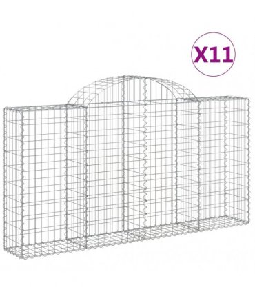 vidaXL Arched Gabion Baskets 11 pcs 200x30x100/120 cm Galvanised Iron