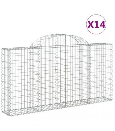 vidaXL Arched Gabion Baskets 14 pcs 200x30x100/120 cm Galvanised Iron