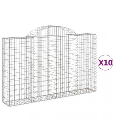 vidaXL Arched Gabion Baskets 10 pcs 200x30x120/140 cm Galvanised Iron
