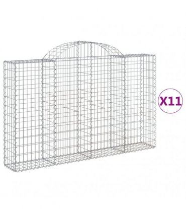 vidaXL Arched Gabion Baskets 11 pcs 200x30x120/140 cm Galvanised Iron