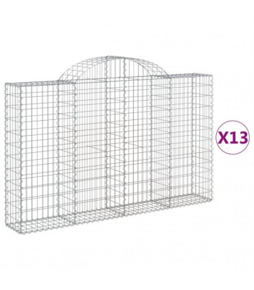 vidaXL Arched Gabion Baskets 13 pcs 200x30x120/140 cm Galvanised Iron