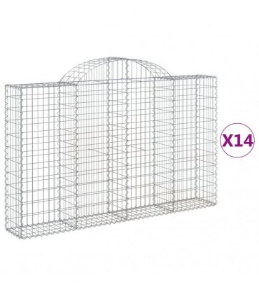 vidaXL Arched Gabion Baskets 14 pcs 200x30x120/140 cm Galvanised Iron