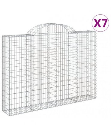 vidaXL Arched Gabion Baskets 7 pcs 200x30x140/160 cm Galvanised Iron