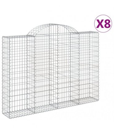 vidaXL Arched Gabion Baskets 8 pcs 200x30x140/160 cm Galvanised Iron