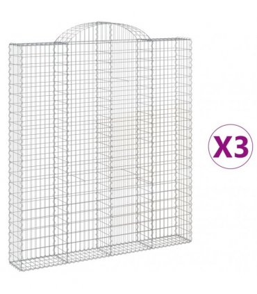 vidaXL Arched Gabion Baskets 3 pcs 200x30x220/240 cm Galvanised Iron
