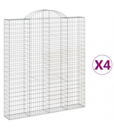 vidaXL Arched Gabion Baskets 4 pcs 200x30x220/240 cm Galvanised Iron