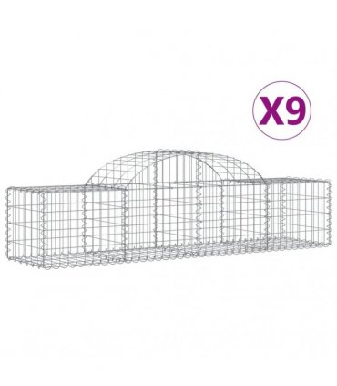 vidaXL Arched Gabion Baskets 9 pcs 200x50x40/60 cm Galvanised Iron