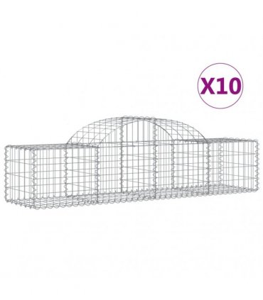 vidaXL Arched Gabion Baskets 10 pcs 200x50x40/60 cm Galvanised Iron