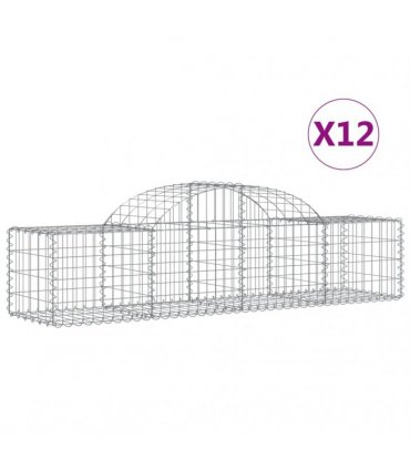 vidaXL Arched Gabion Baskets 12 pcs 200x50x40/60 cm Galvanised Iron