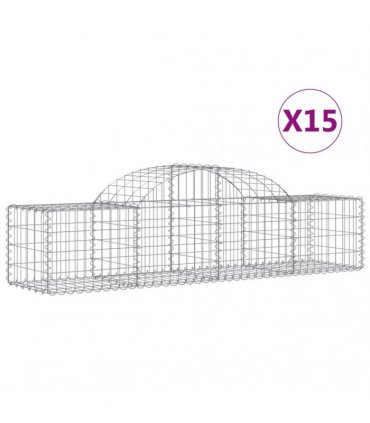 vidaXL Arched Gabion Baskets 15 pcs 200x50x40/60 cm Galvanised Iron