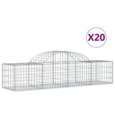vidaXL Arched Gabion Baskets 20 pcs 200x50x40/60 cm Galvanised Iron