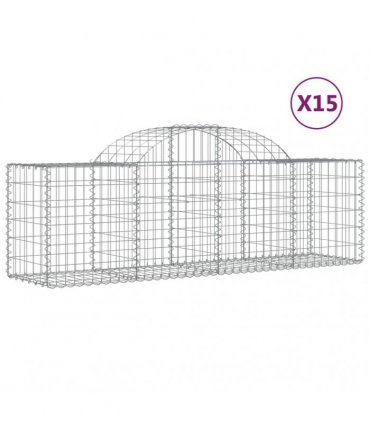 vidaXL Arched Gabion Baskets 15 pcs 200x50x60/80 cm Galvanised Iron