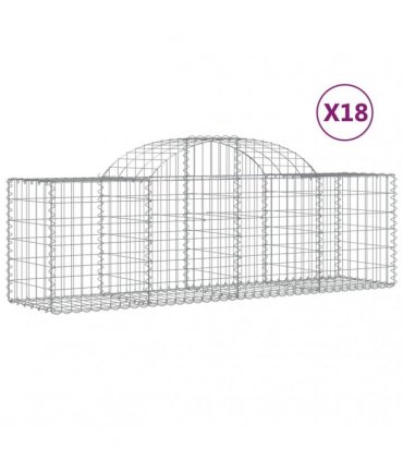 vidaXL Arched Gabion Baskets 18 pcs 200x50x60/80 cm Galvanised Iron
