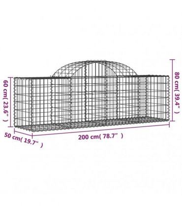 vidaXL Arched Gabion Baskets 18 pcs 200x50x60/80 cm Galvanised Iron