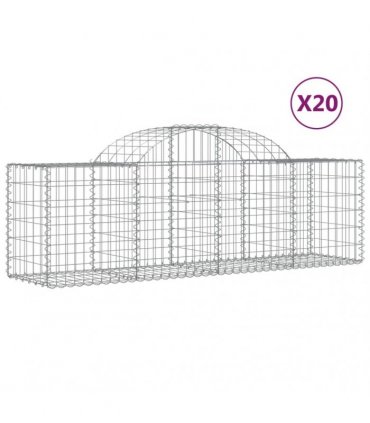 vidaXL Arched Gabion Baskets 20 pcs 200x50x60/80 cm Galvanised Iron