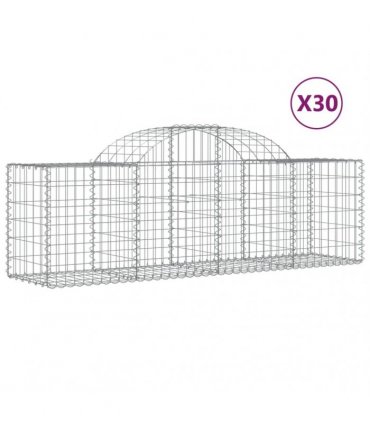 vidaXL Arched Gabion Baskets 30 pcs 200x50x60/80 cm Galvanised Iron