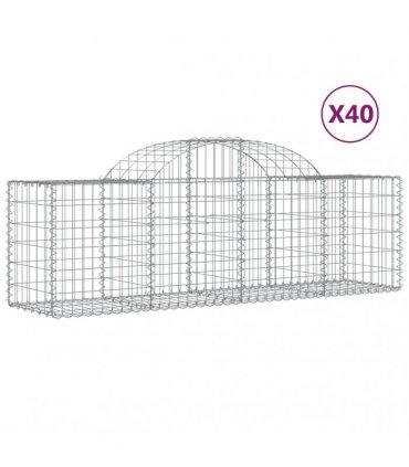 vidaXL Arched Gabion Baskets 40 pcs 200x50x60/80 cm Galvanised Iron