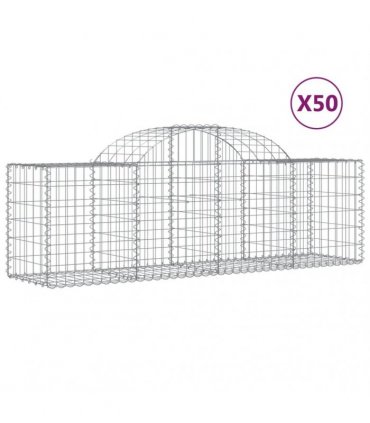 vidaXL Arched Gabion Baskets 50 pcs 200x50x60/80 cm Galvanised Iron