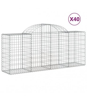 vidaXL Arched Gabion Baskets 40 pcs 200x50x80/100 cm Galvanised Iron
