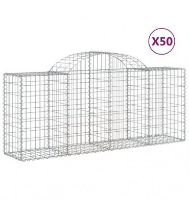 vidaXL Arched Gabion Baskets 50 pcs 200x50x80/100 cm Galvanised Iron