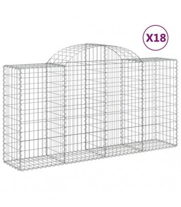 vidaXL Arched Gabion Baskets 18 pcs 200x50x100/120 cm Galvanised Iron