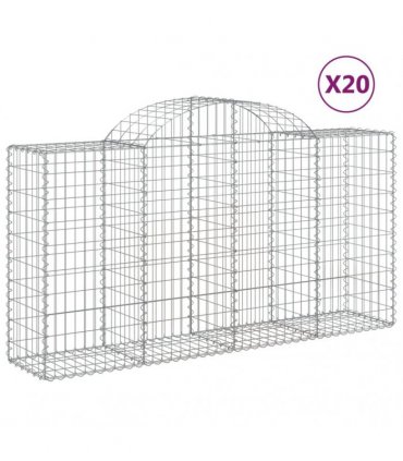 vidaXL Arched Gabion Baskets 20 pcs 200x50x100/120 cm Galvanised Iron