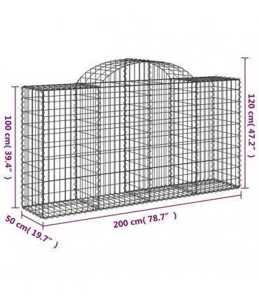 vidaXL Arched Gabion Baskets 40 pcs 200x50x100/120 cm Galvanised Iron