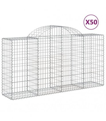 vidaXL Arched Gabion Baskets 50 pcs 200x50x100/120 cm Galvanised Iron