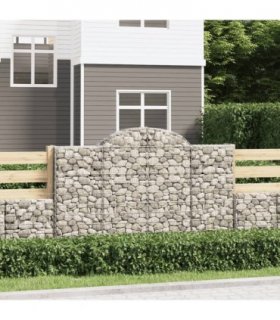 vidaXL Arched Gabion Baskets 9 pcs 200x50x120/140 cm Galvanised Iron