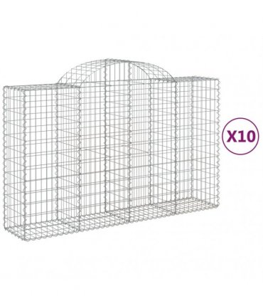 vidaXL Arched Gabion Baskets 10 pcs 200x50x120/140 cm Galvanised Iron